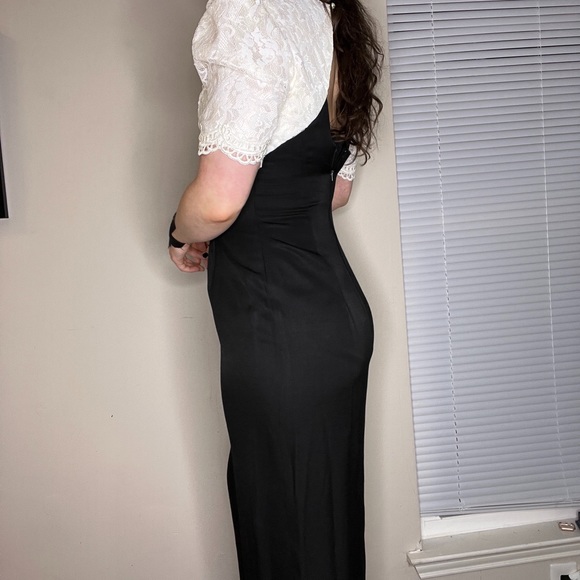 Vintage Jessica McClintock Evening Gown Black and White Lace - Picture 4 of 13